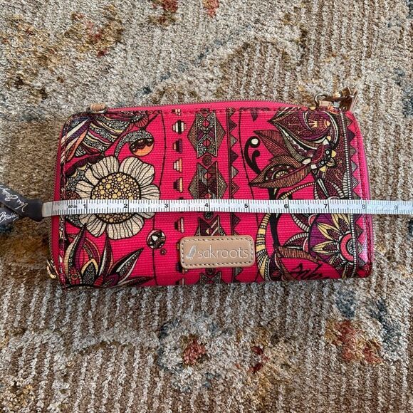 Sakroots Pink and Brown Floral Wristlet - Picture 7 of 8